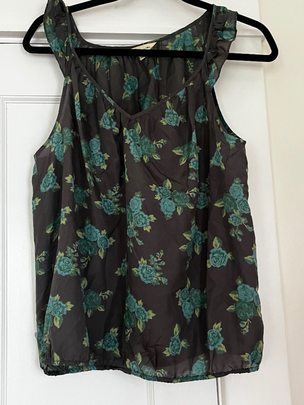 Heritage 1981 Floral Sleeveless Silk Blouse Top Medium